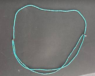aa Double Strand Turquoise Heishi Bead Necklace, Southwestern Style