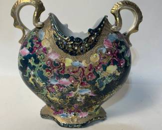 d Antique Nippon Hand Painted Moriage Porcelain Vase