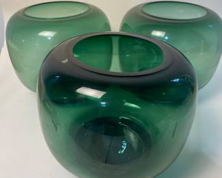 d 3 CB2 Crate  Barrel Smoked Green Glass Hurricane Vases