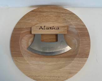 k Alaska Wooden Cheese Board w Mezzaluna Chopper Knife  Serving Charcuterie