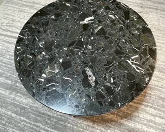 f Marble and Wood Round End Table