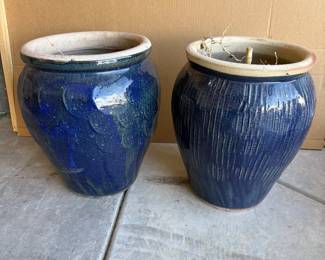 g Large Ceramic Blue Garden Pots