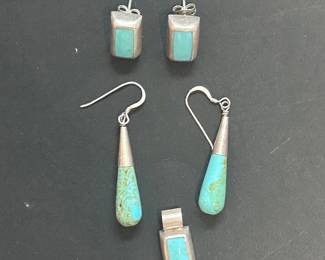 aa Vintage Taxco Sterling Silver  Turquoise Jewelry