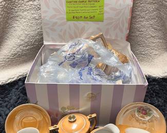 Japanese Lustreware Tea Set / Courting Couple Pattern (20 Piece Set) $90