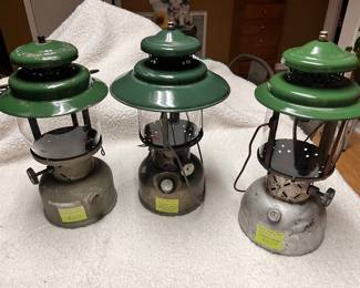 More Coleman Lanterns  and One Akron Lamp & Mfg Company Lantern - Diamond Model.  I have more Coleman Lanterns to sell for parts. 