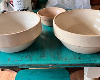 Salt Glazed Crock Batter Bowls 