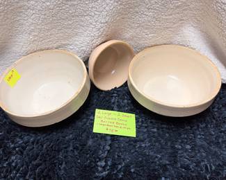 Set of 2 Large / 1 Small Salt Glazed Crock Batter Bowls $75