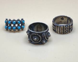 3 Vintage Sterling Silver Rings