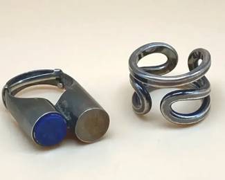 2 Vintage Contemporary Sterling Silver Rings