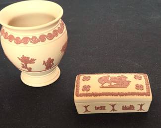 Tricolor Wedgewood Vase And Trinket Box