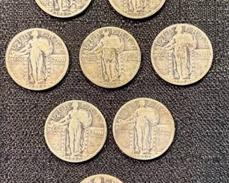 8 1920s  1930s Standing Liberty Quarters