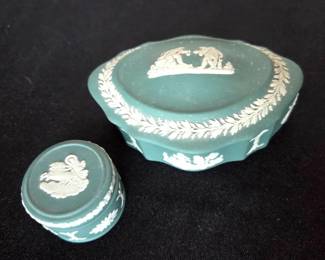 2 Wedgewood Jasper Trinket Boxes