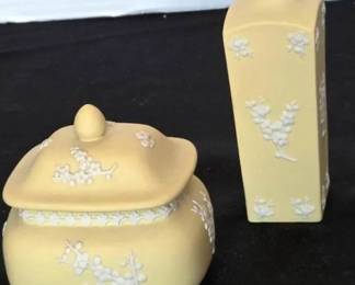 Wedgewood Yellow Vase And Trinket Box