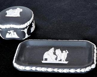 Wedgewood Black Trinket Box  Plate