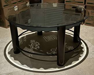 Hyroglyphic Style Metal  Glass Table