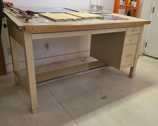 vintage industrial drafting table