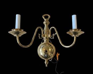 Brass Double Sconce with Crystal Accents