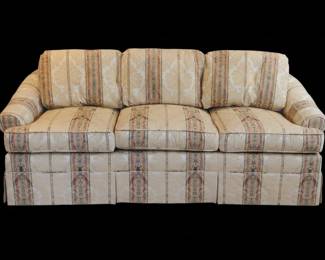 Traditional Sofa with Floral Damask and Striped Upholstery