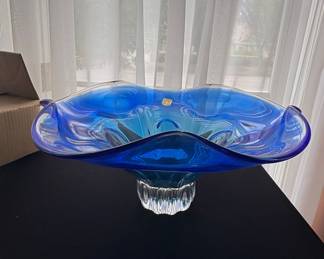 Murano Glass Sommerso Pedestal Bowl