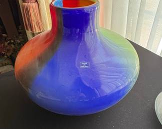 Large Murano Style Art Glass Vase