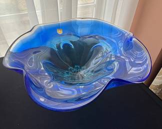 Murano Glass Sommerso Pedestal Bowl