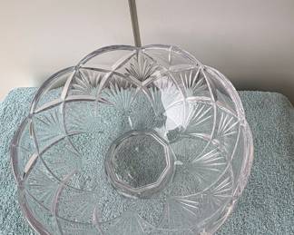 Vintage Crystal Chip and Dip Platter - Pinwheel Pattern