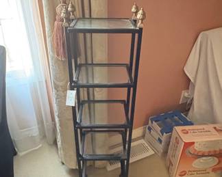 Bombay Black Metal and Glass Tiered Shelf Unit