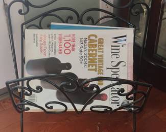 Vintage Wrought Iron Magazine Rack with Scrollwork