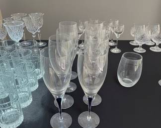 Orrefors "Intermezzo" Blue Crystal Wine Glasses