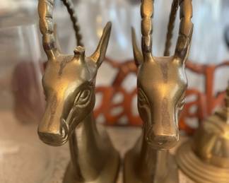 Vintage Brass Gazelle Head Bookends