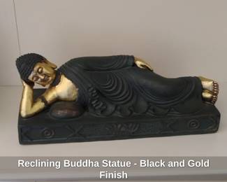 Reclining Buddha Statue  Black and Gold Finish