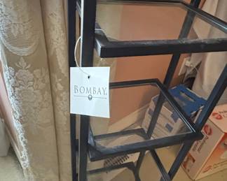 Bombay Black Metal and Glass Tiered Shelf Unit