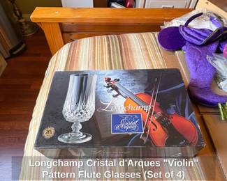 Longchamp Cristal dArques Violin Pattern Flute Glasses Set of 