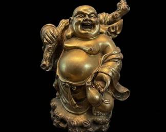 Vintage Brass Laughing Buddha Statue