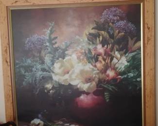 Floral Still Life Painting in Wooden Frame