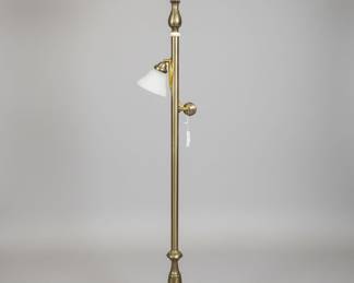 Brass Floor Lamp with Frosted Glass Shade