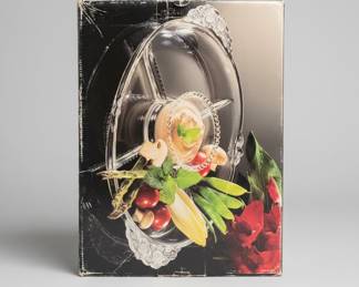 Glass Relish Tray with Silver-Plated Handles