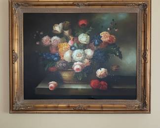 Floral Still Life Oil Painting by L. Kern