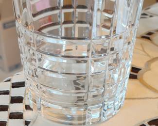 Tiffany and Co Cut Crystal Tumbler Glass - Plaid Pattern