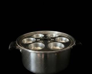 Vintage Stainless Steel Egg Poacher and Steamer Pot 