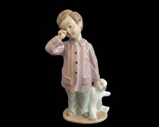 NAO Lladro Sleepy Head Boy with Teddy Bear