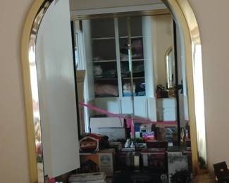 Arched Gold Tone Metal Framed Mirror