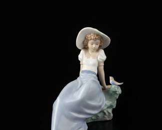 Nao by Lladro Porcelain Figurine -Peaceful girl with Blue Bird
