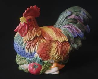 Fitz and Floyd "Coq Du Village" Ceramic Rooster Cookie Jar