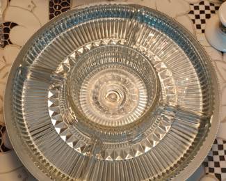 Kromex Lazy Susan Relish Tray with Center Bowl