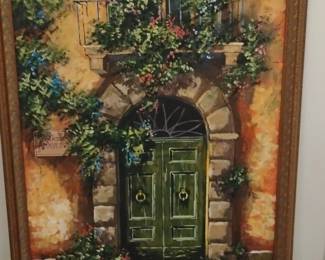 Italian Courtyard Door Painting by E. Martino