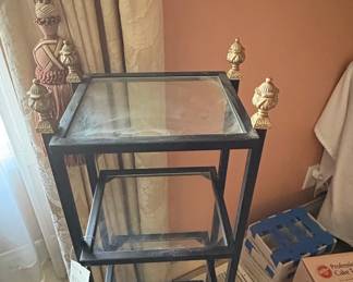 Bombay Black Metal and Glass Tiered Shelf Unit
