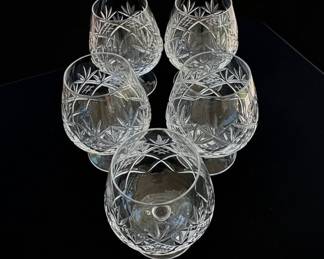 Set of 5 Cut Crystal Brandy Snifters