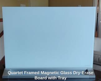 Quartet Framed Magnetic Glass DryErase Board with Tray