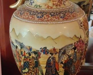Japanese Satsuma Vase with Gilded Handles
